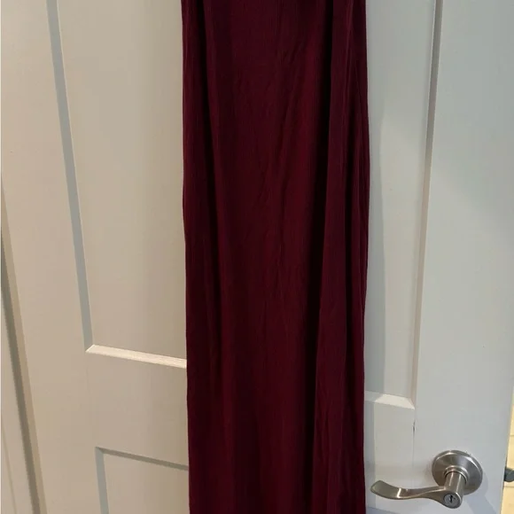 SKIMS Red Ribbed Maxi Dress Sleeveless Spaghetti Strap - Picture 4 of 4